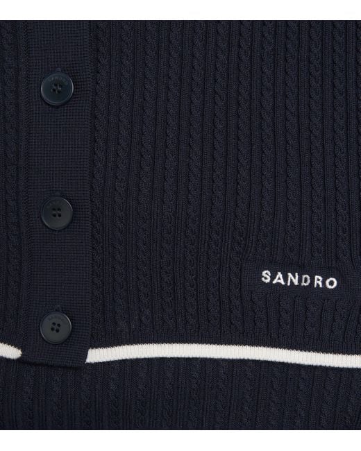Sandro Blue Cable-Knit Cardigan