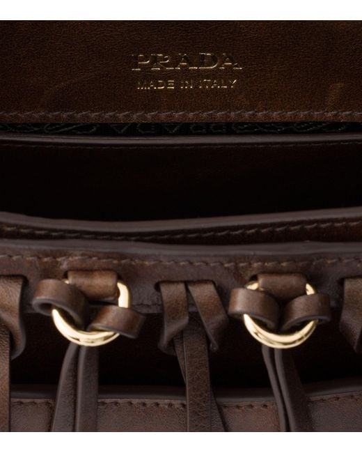 Prada Brown Mini Leather Corsaire Shoulder Bag