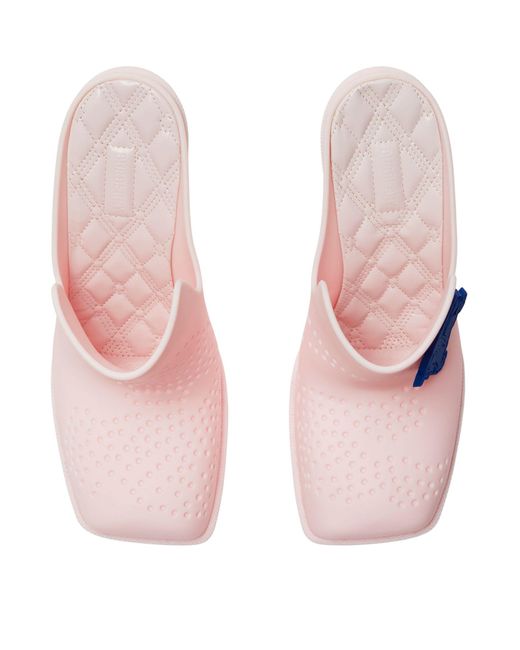 Burberry Pink Rubber Highland Heeled Mules 90