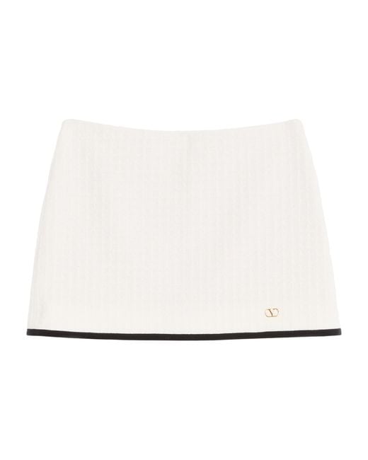 Valentino Natural Cotton Tweed Mini Skirt