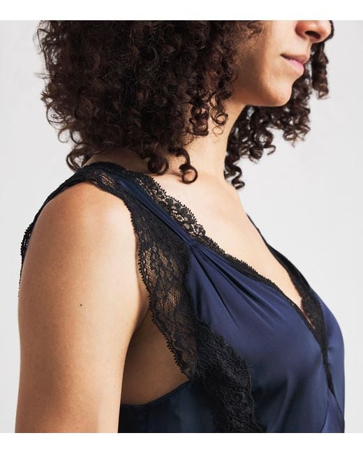 PAIGE Blue Satin Marin Top
