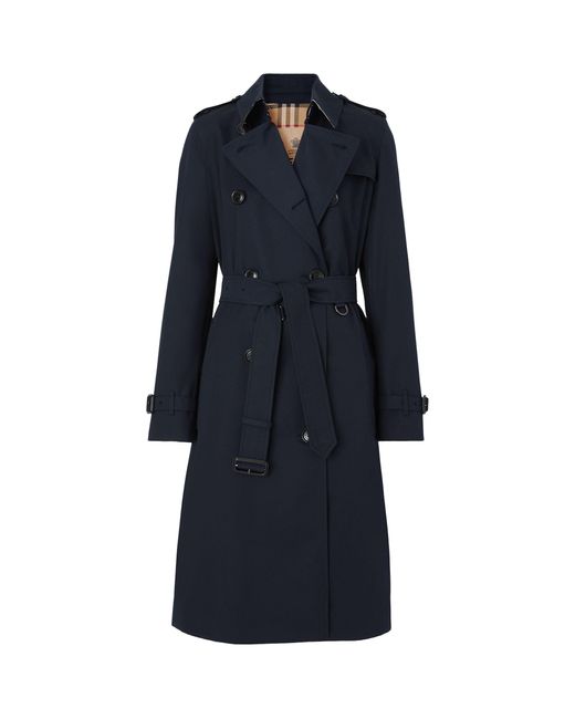 Burberry Cashmere Long Kensington Trench Coat in Blue | Lyst Canada
