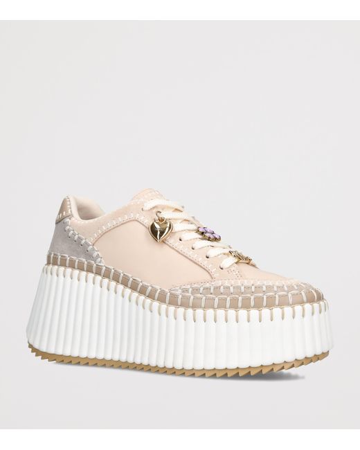 Chloé Natural Leather Nama Runner Platform Sneakers