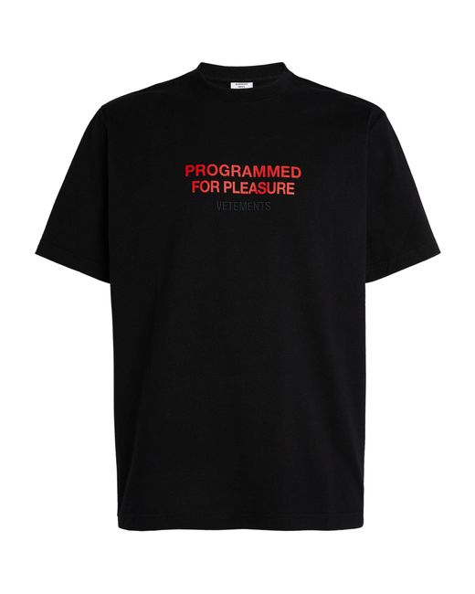 Vetements Black Programmed For Pleasure T-shirt for men