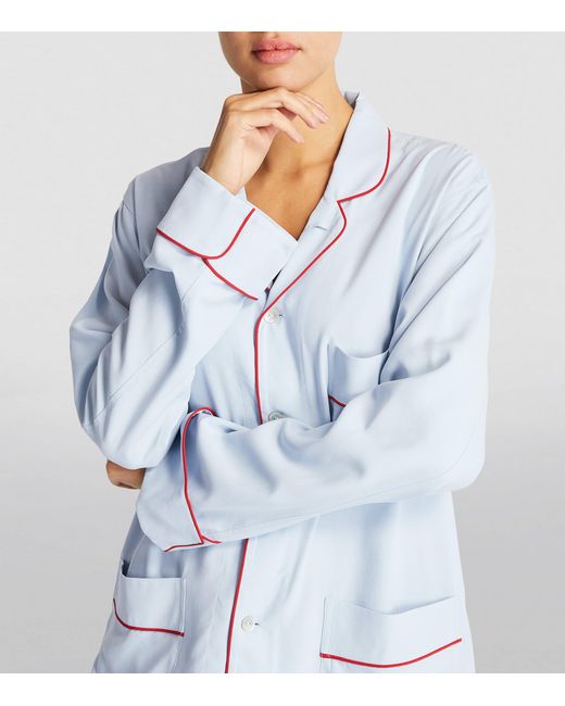 Olivia Von Halle Blue Silk Laurent Pyjama Set