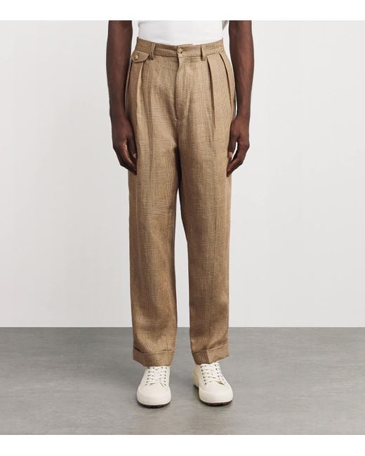 Polo Ralph Lauren Natural Linen-Blend Glen Plaid Whitman Trousers for men