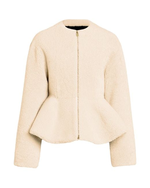 Alaïa Natural Shearling Peplum Jacket