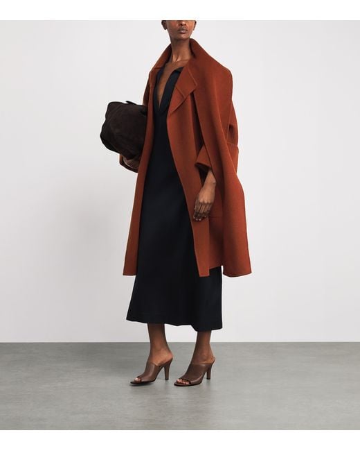 Wolk Morais Red Cashmere Cunardier High Neck Coat
