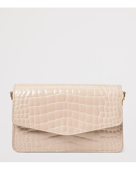 Aspinal Natural Croc-Embossed Leather Eliza Clutch Bag