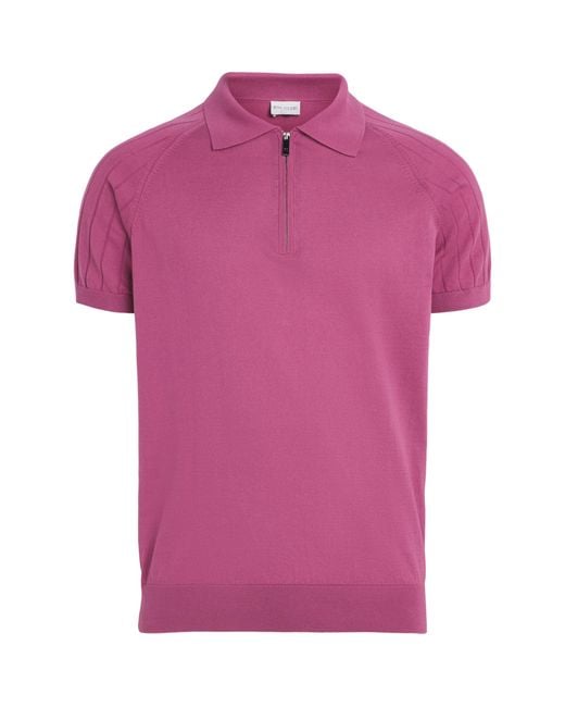 Pal Zileri Pink Cotton Zip-Up Polo Shirt for men