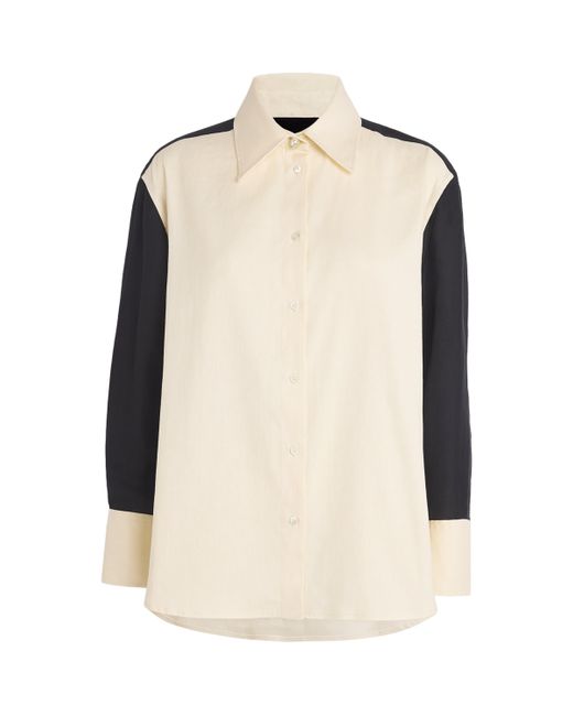 Sandro Natural Linen-Cotton Contrast Shirt