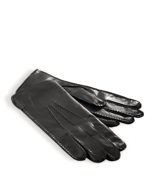 Aspinal Black Cashmere-Wool-Lined Leather Gloves for men