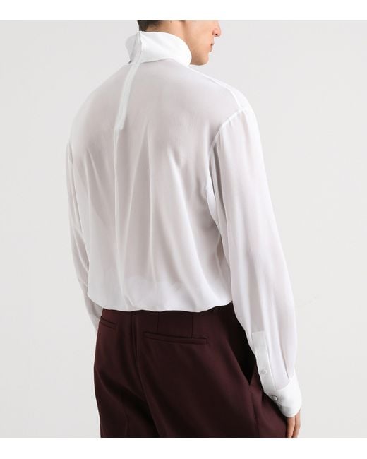 Dolce & Gabbana White Silk Rollneck Shirt for men