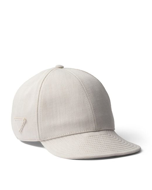 Prada White Denim Baseball Cap for men