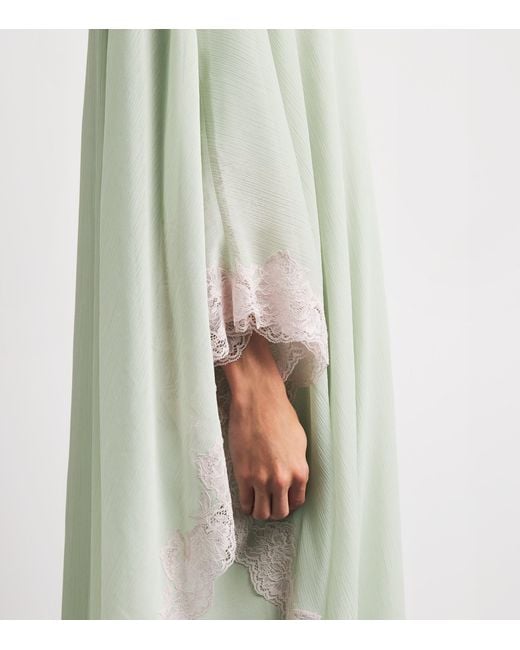 Bocan Green Silk Chiffon Amara Kaftan Maxi Dress