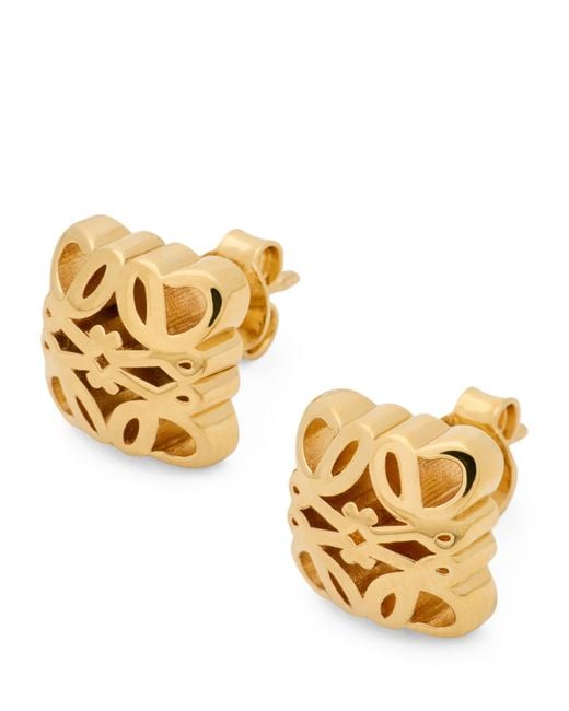 Loewe Metallic Anagram Bombé Stud Earrings