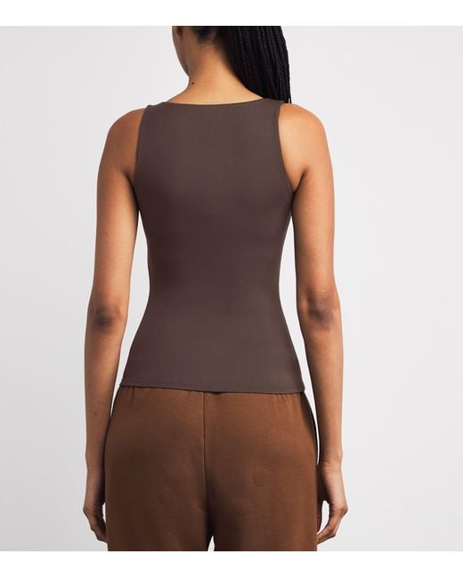 Skims Brown Smooth Layers Square-Neck Cami Top