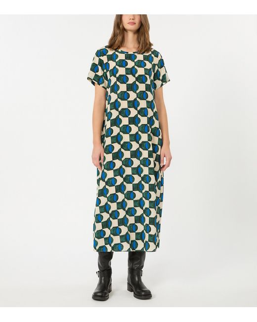 Weekend by Maxmara Green Silk Printed Midi Dress