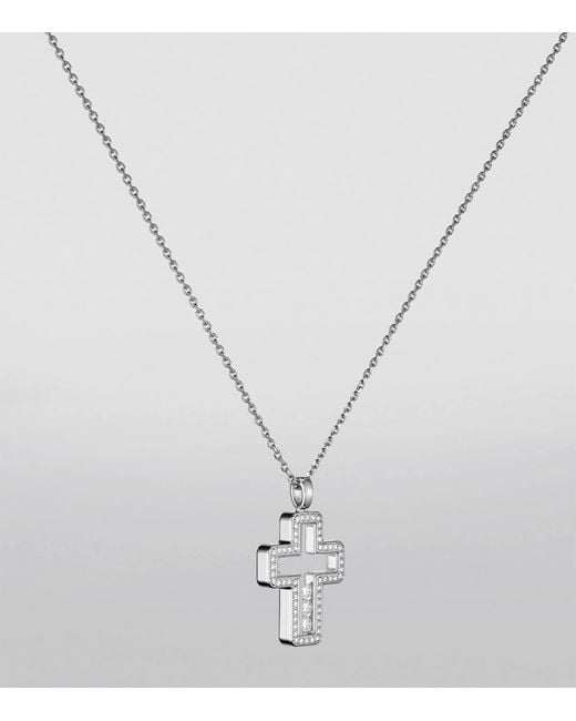 Chopard Metallic And Diamond Happy Diamonds Cross Necklace