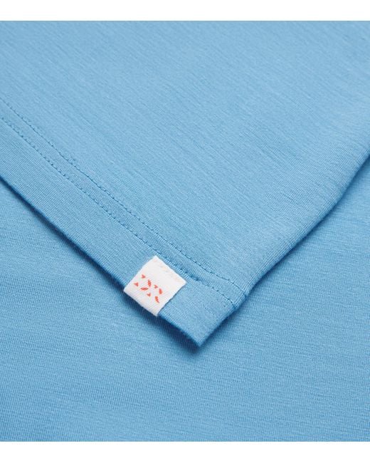 Derek Rose Blue Basel V-Neck Lounge T-Shirt for men