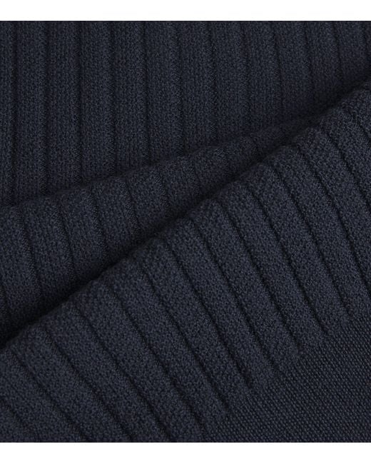 Veronica Beard Blue Wool Ribbed Cheval Sweater