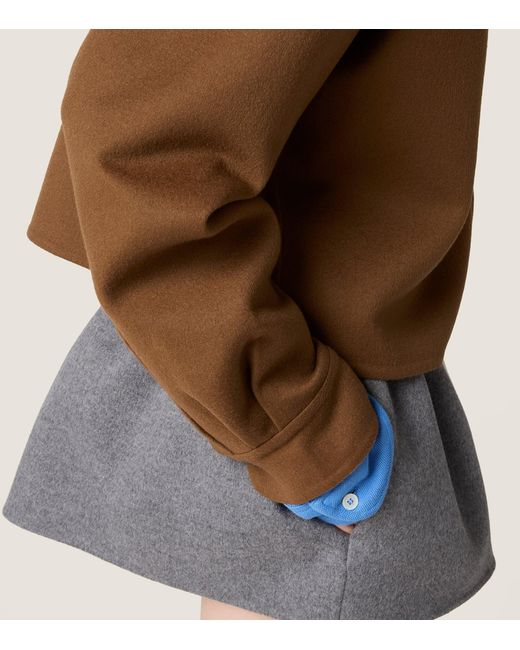 Miu Miu Gray Wool-Cashmere Mini Skirt