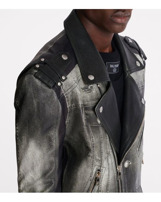 Balmain Black Leather Jackets for men