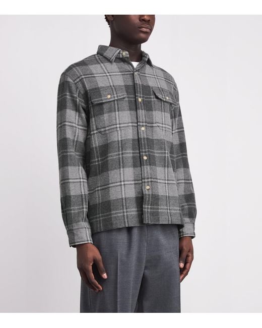 Polo Ralph Lauren Gray Wool Classic Fit Plaid Overshirt for men