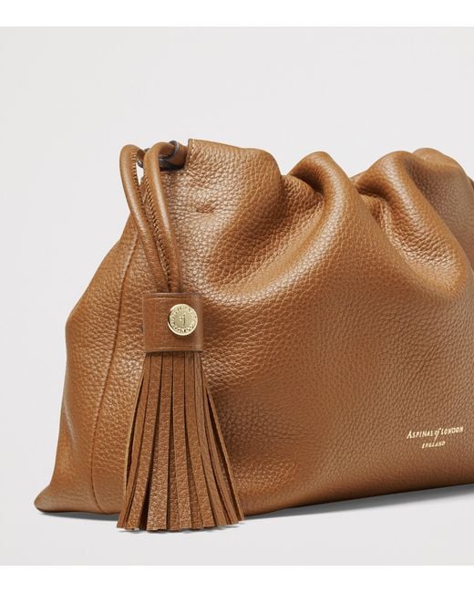 Aspinal Brown Large Leather Soho East West Cross-Body Pouch