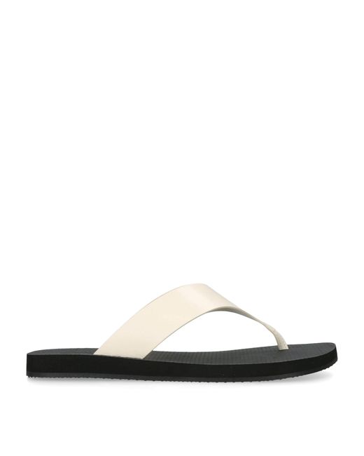 The Row White Dune Classic Ginza Leather Flip Flops