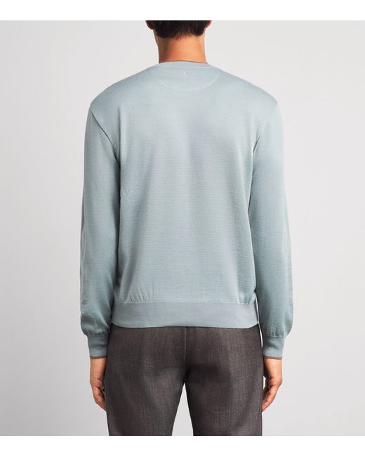 Paul & Shark Blue Virgin Wool-Silk Crew-Neck Sweater for men