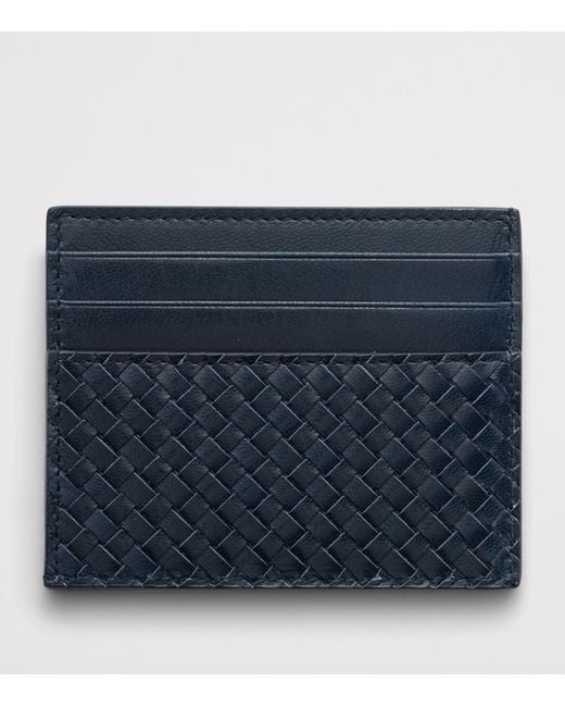 Prada Blue Leather Woven Card Holder for men