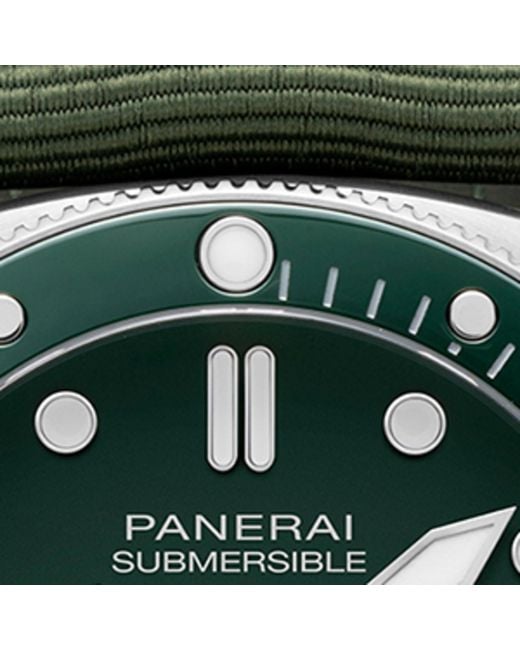 Panerai Green Stainless Steel Submersible Watch 44mm for men
