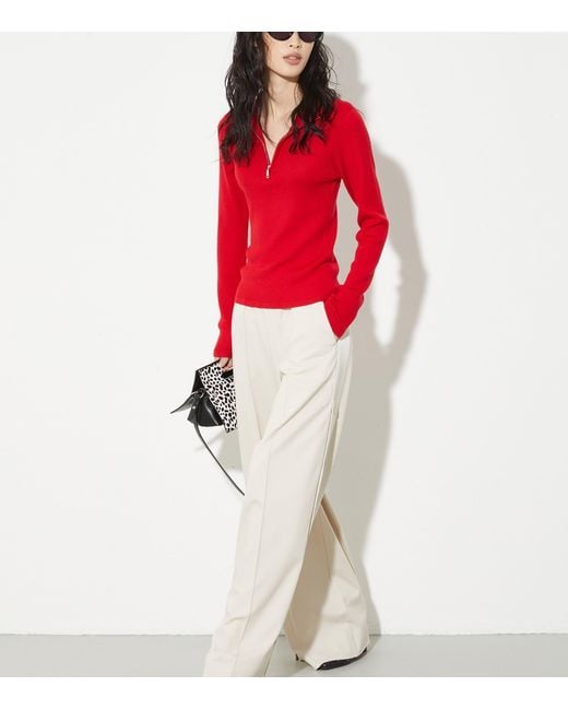 MAX&Co. Red Wool Half-Zip Sweater