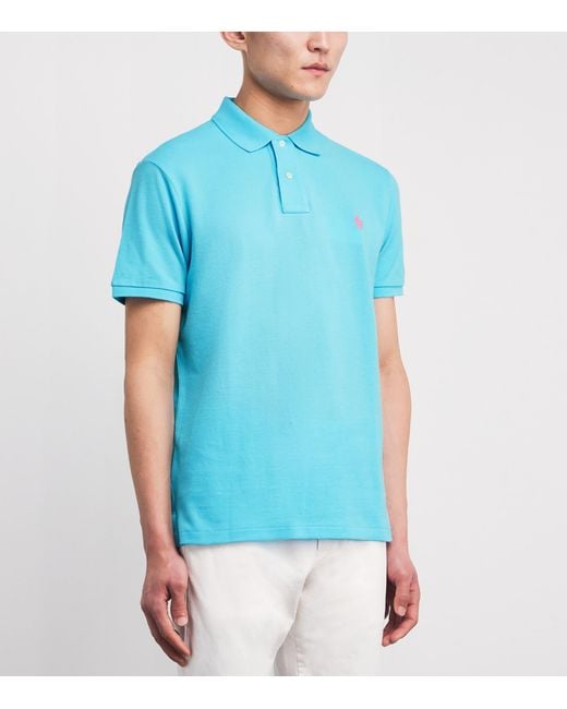 Polo Ralph Lauren Blue Cotton Mesh Polo Pony Polo Shirt for men