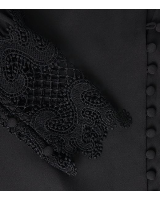 L'Agence Black Lace Trim Ava Blouse