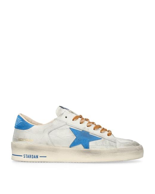 Golden Goose Deluxe Brand Blue Croc-Embossed Leather Stardan Sneakers for men