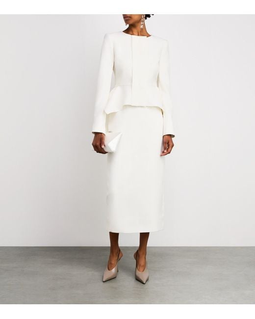 Roland Mouret White Crepe Peplum Jacket