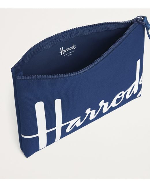 Harrods Blue Medium Cotton Logo Pouch for men