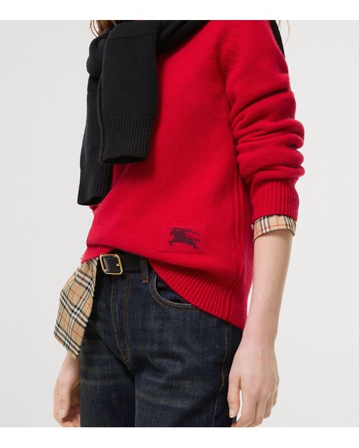 Burberry Red Cashmere-Blend Ekd Sweater