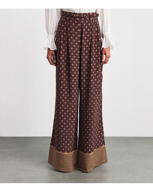 Zimmermann Brown Printed Wide-Leg Trousers