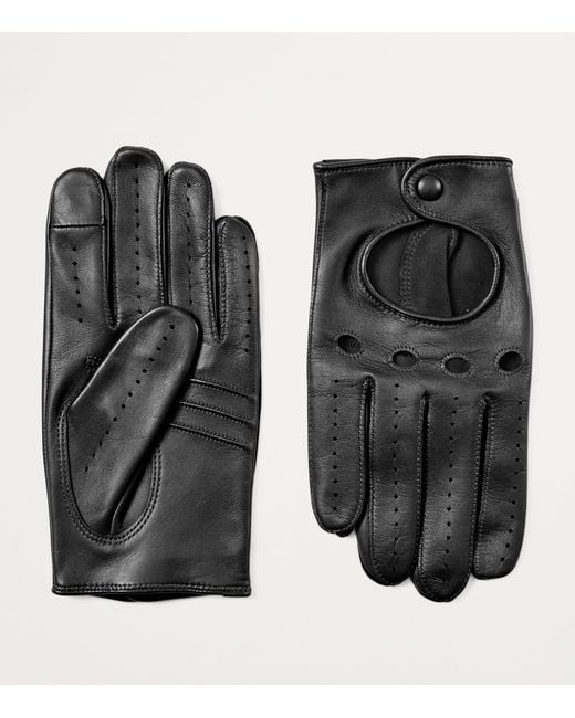 Aspinal Black Nappa Leather Driving Gloves for men