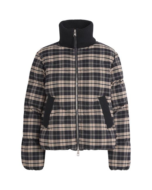 Varley Black Brushed-Flannel Check Bryony Puffer Jacket
