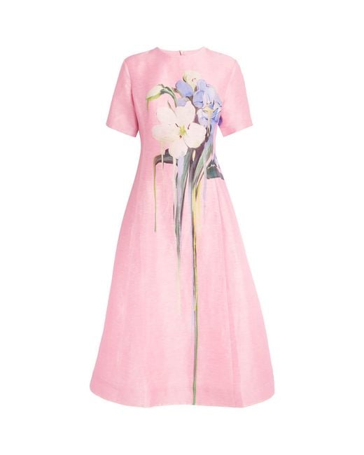 LEO LIN Pink Floral Caroline Midi Dress