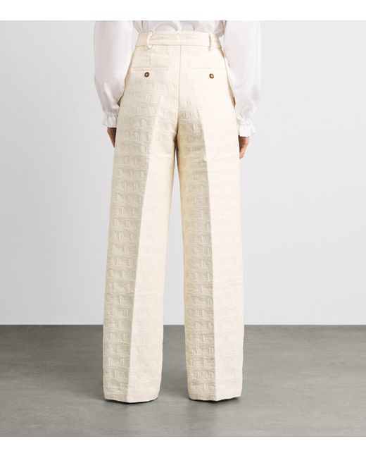 LaDoubleJ White Jacquard Wide-Leg Trousers