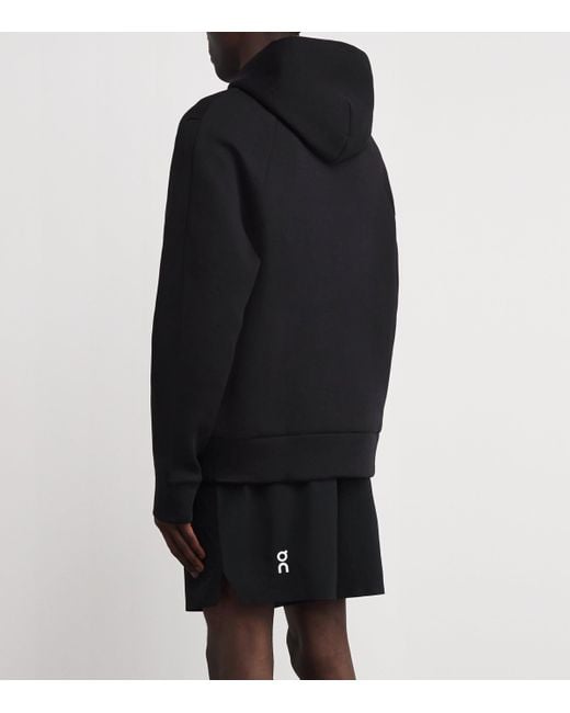 On Shoes Black Cott-Blend Focus Tech Hoodie for men