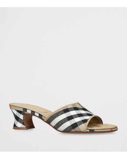 Burberry White Check Sloane Mules 45