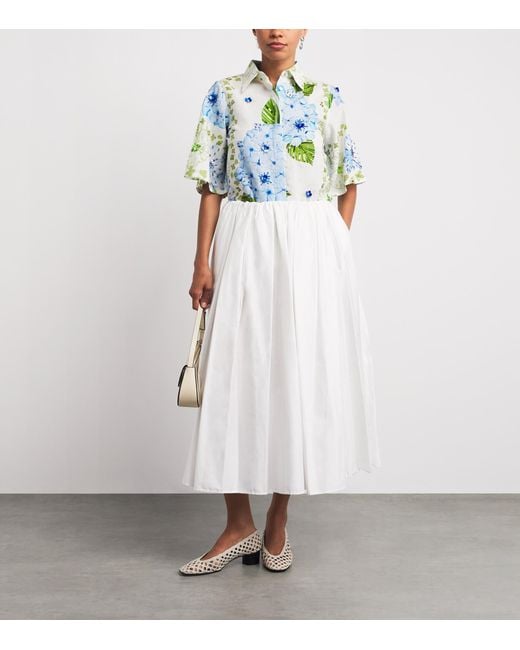 VERANDAH Blue Linen-Cotton Hydrangea Shirt