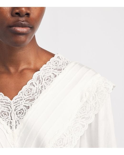 Self-Portrait White Satin Lace Blouse