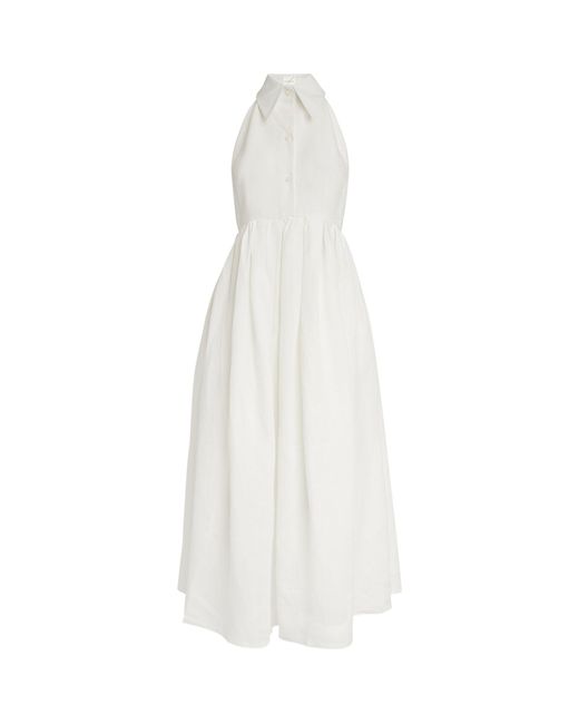 Piece of White White Linen Aida Midi Dress